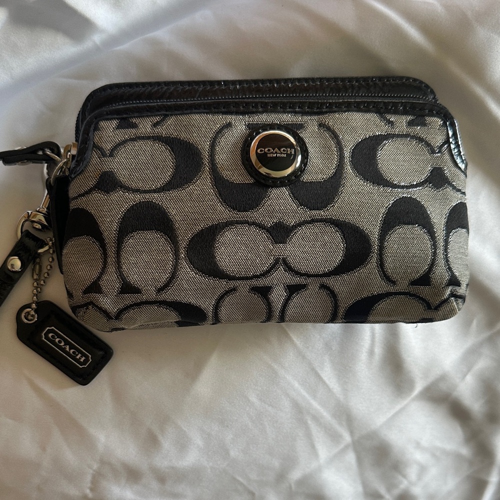 Coach Monogram Black and Gray Pouch